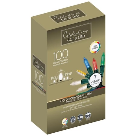 Celebrations Gold LED Mini Multicolored/Warm White 100 ct String Christmas Lights 33 ft. 44900-71